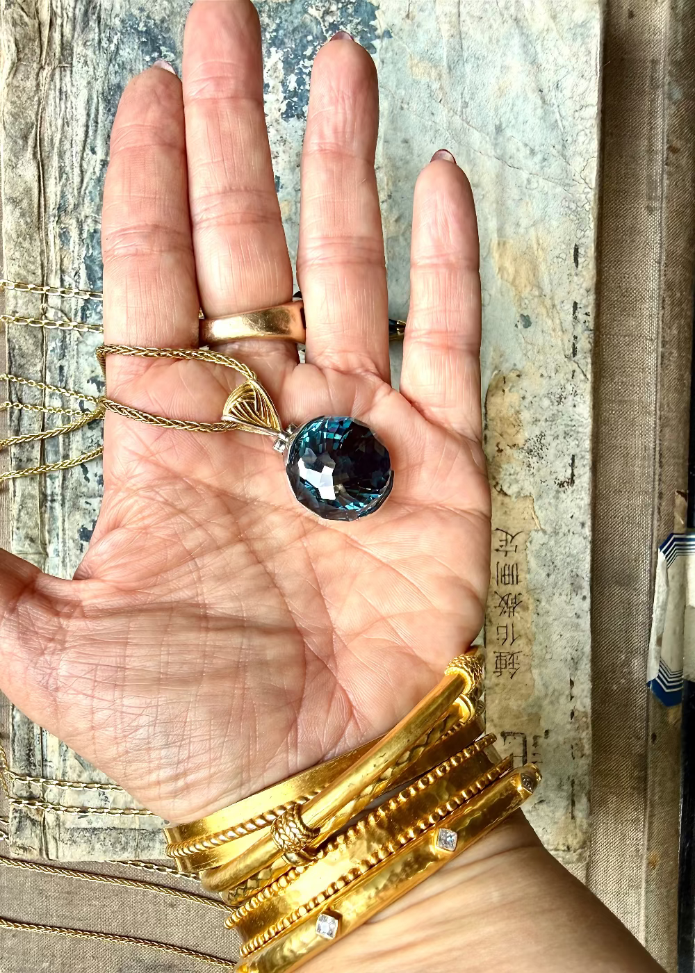 Blue Green Spinel Fine Vibrational Gemstone Pendant