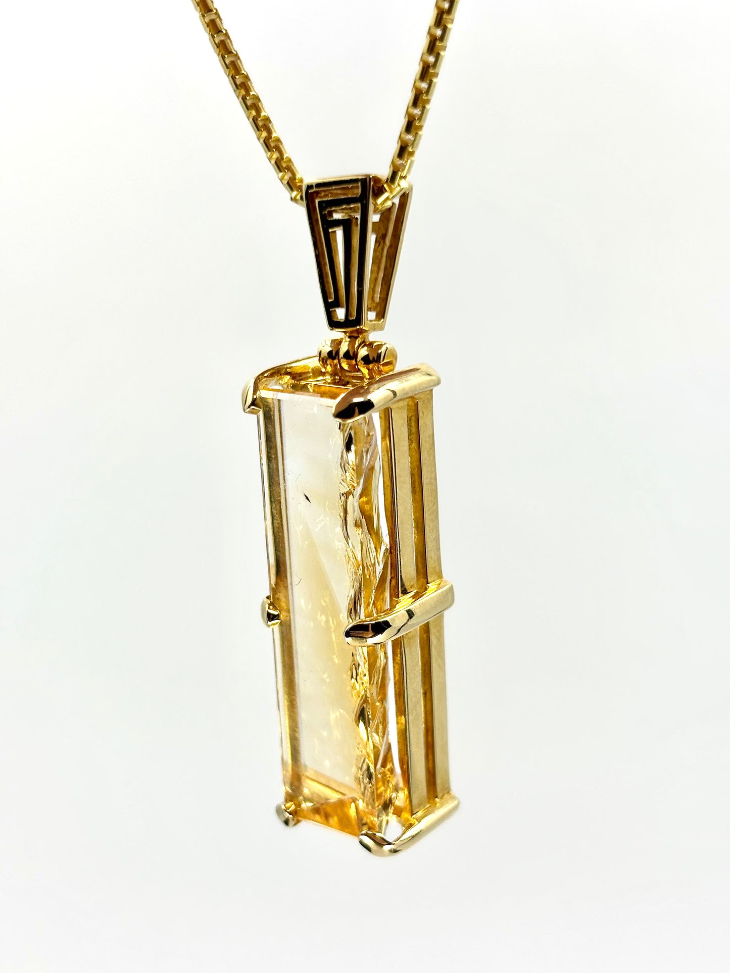Angelic Reflection Citrine Rectangle Cut Pendant *