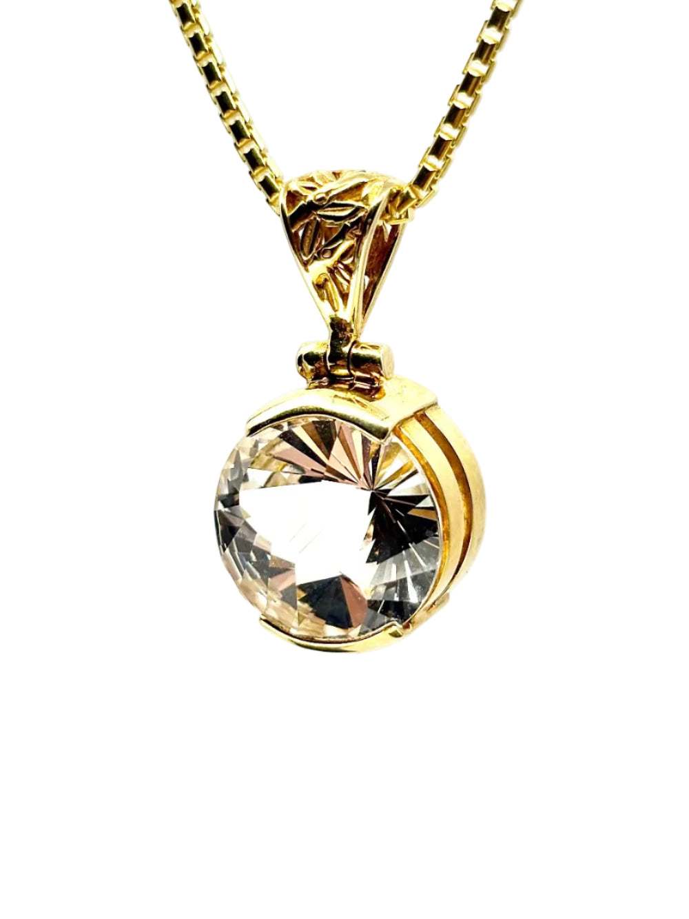 White Sapphire Round Yin Yang Vibrational Gemstone Pendant
