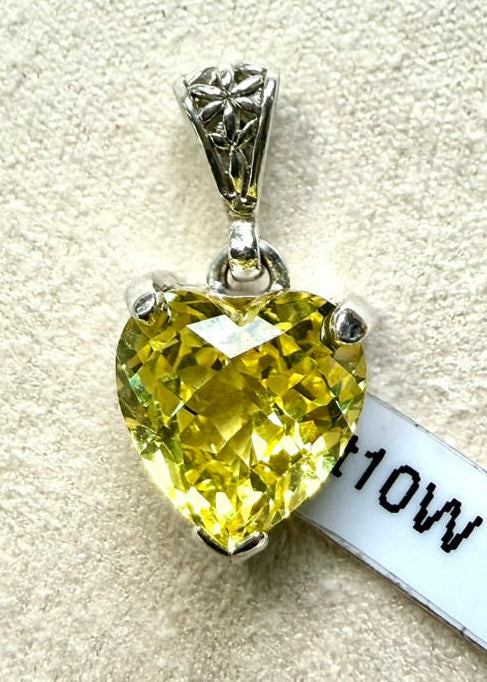 Yellow Sapphire Heart, Fine Vibrational Gemstone Pendant *