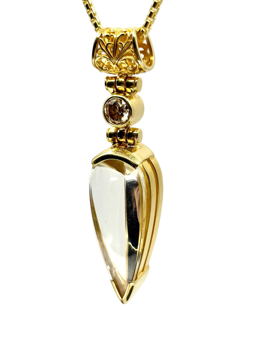 Champagne Citrine + Moissanite Fine Vibrational Gemstone Pendant *