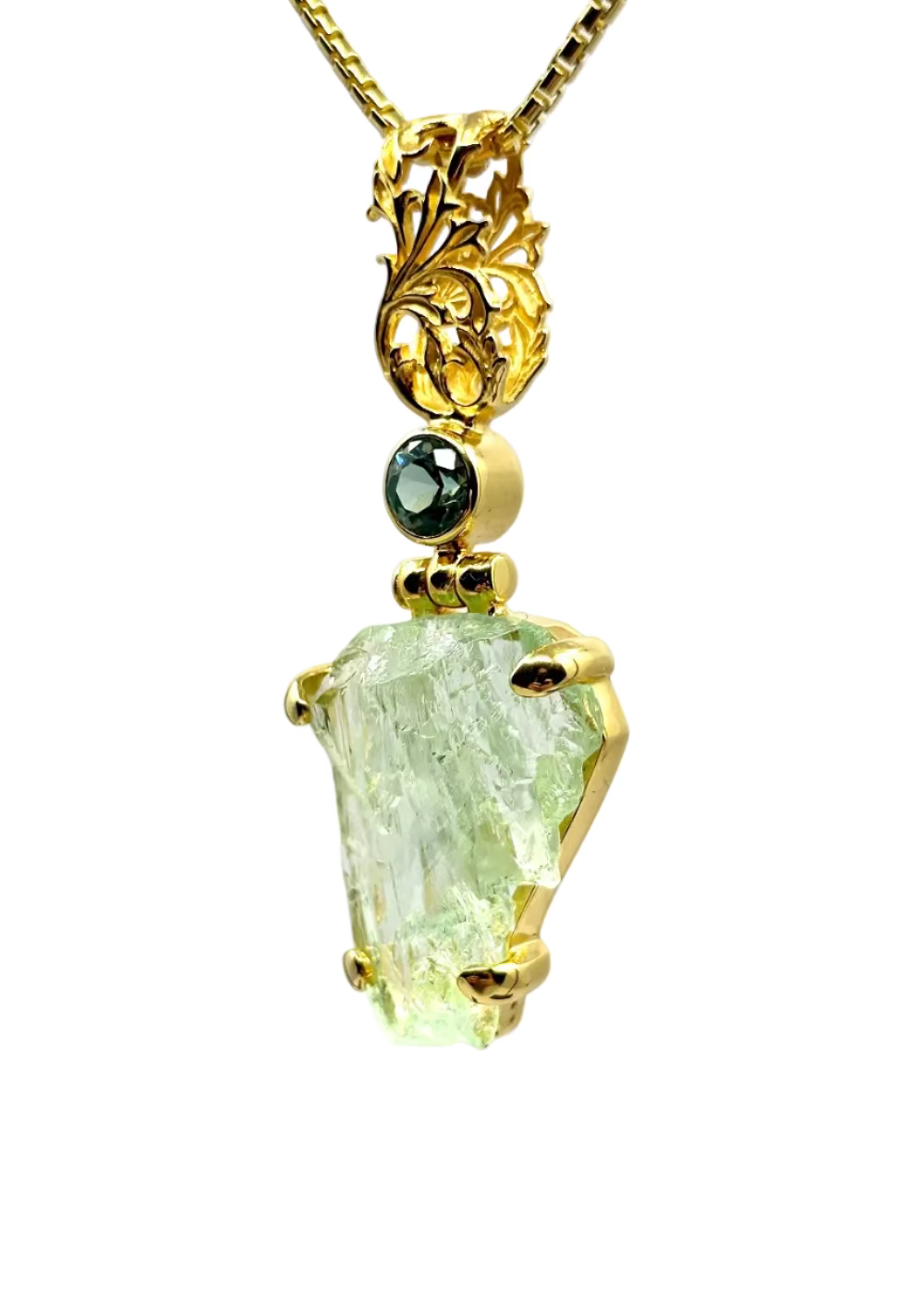 Raw Spodumene + Paraiba Spinel Vibrational Gemstone Pendant