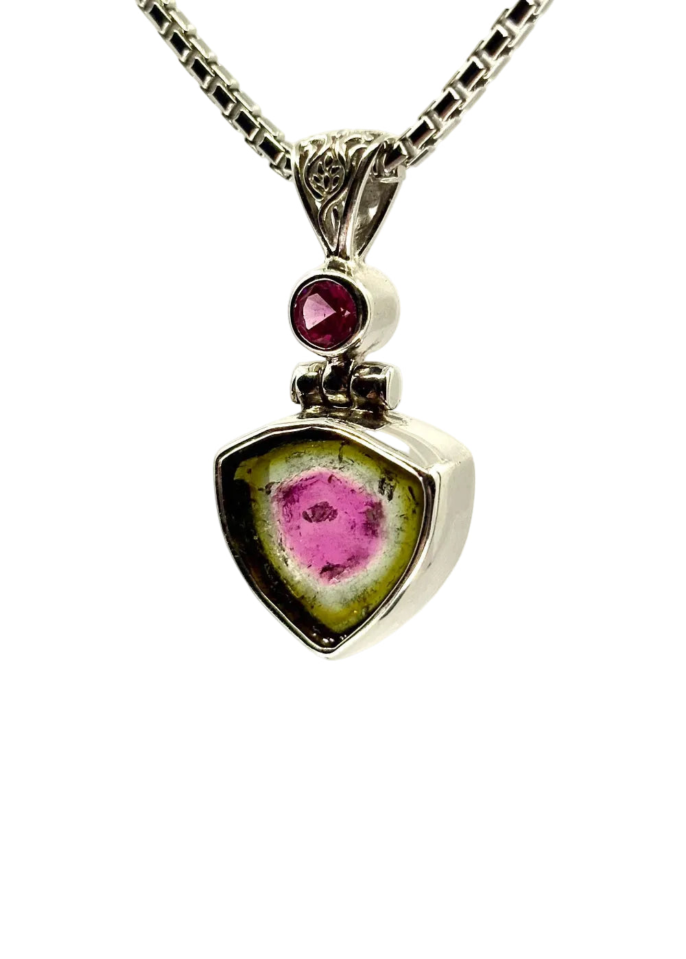 Watermelon Tourmaline + Pink Sapphire Fine Vibrational Gemstone Pendant