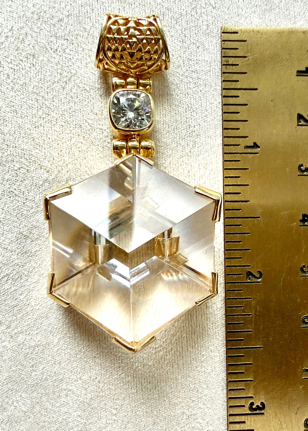 Large Portal Quartz + White Moissanite Vibrational Gemstone Pendant