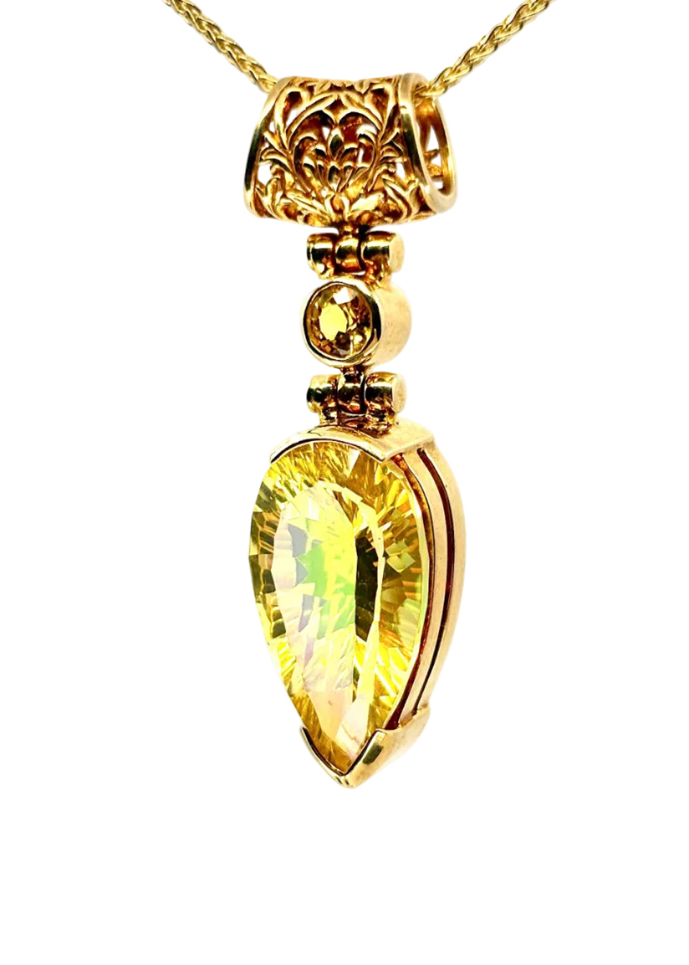 Amaterasu Mystic Quartz + Yellow Sapphire Vibrational Gemstone Pendant
