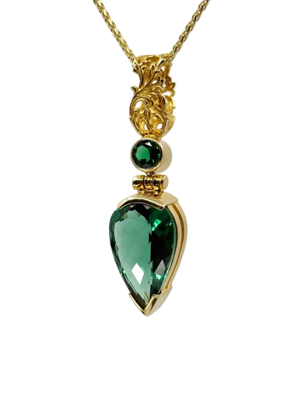 Green Hydro Quartz + Biron Emerald Vibrational Gemstone Pendant