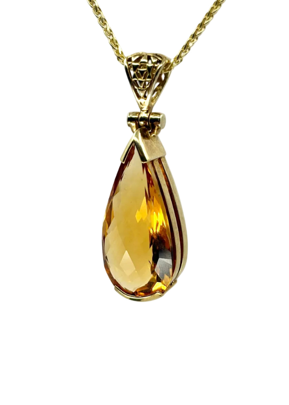 Golden Hydro Quartz Vibrational Gemstone Pendant