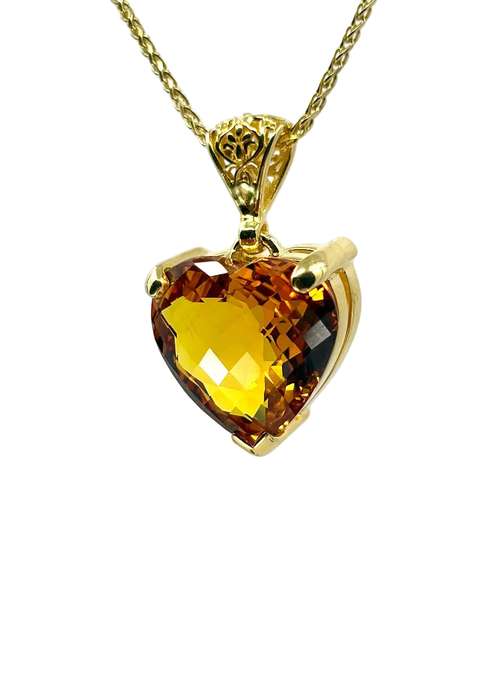 Cognac Sapphire Heart, Vibrational Gemstone Pendant