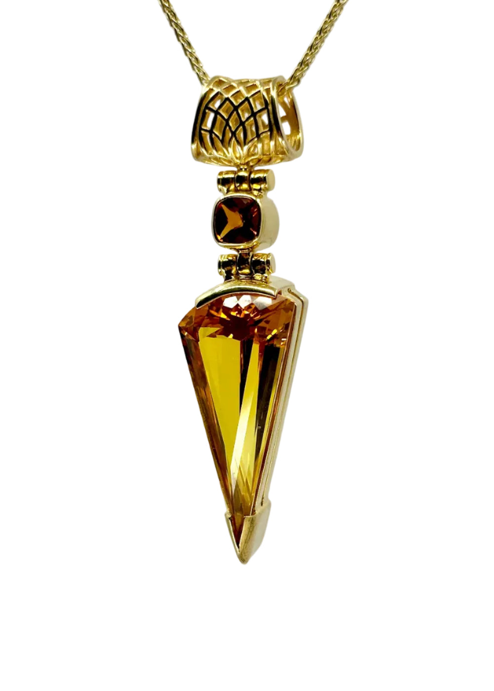 Cognac Sapphire + Citrine Fine Vibrational Gemstone Pendant