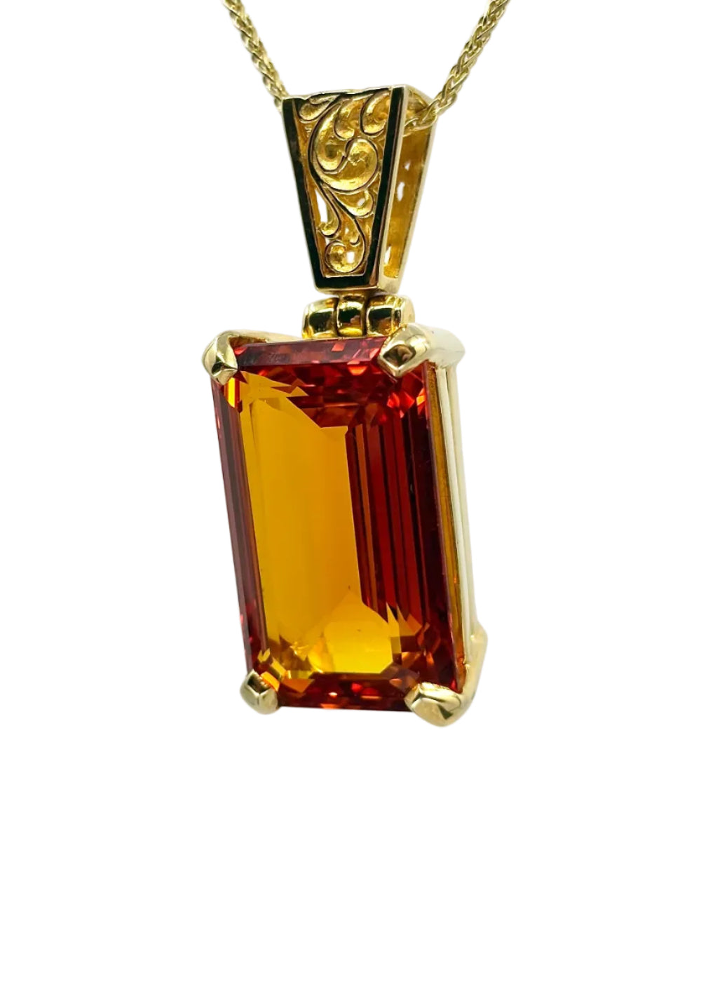 Cognac Sapphire Fine Vibrational Gemstone Pendant