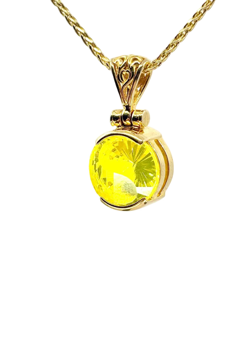 Neon Yellow Yag Garnet Fine Vibrational Gemstone Pendant