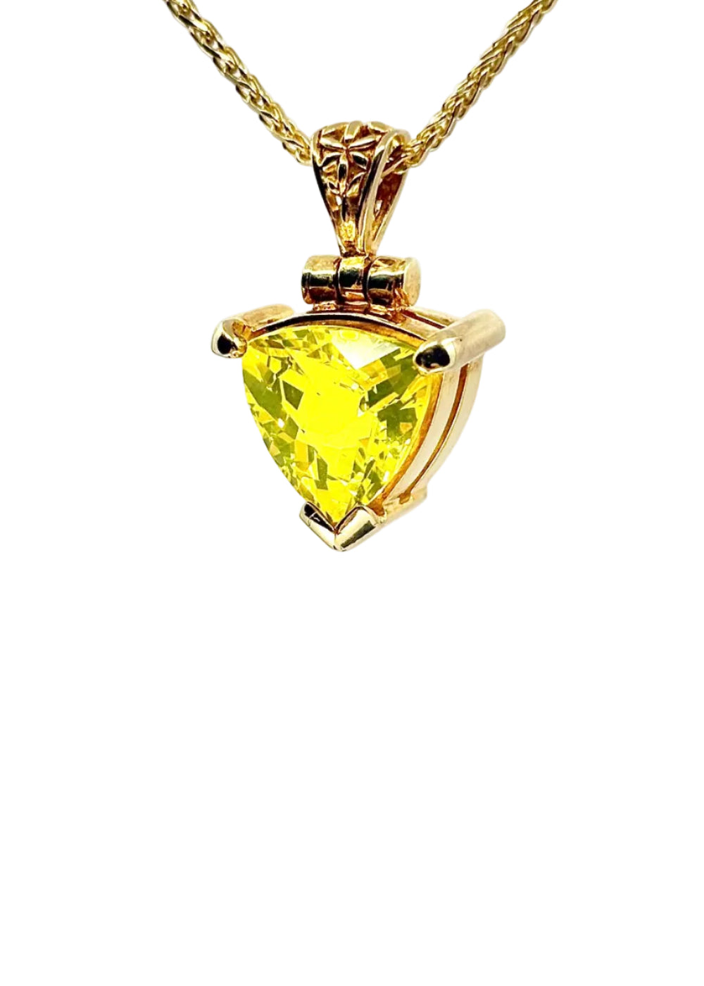 Neon Yellow Yag Garnet Fine Vibrational Gemstone Pendant