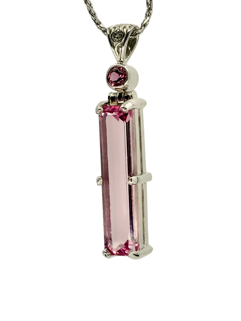 Crystalline Pink Beryl + Pink Tourmaline Vibrational Gemstone Pendant