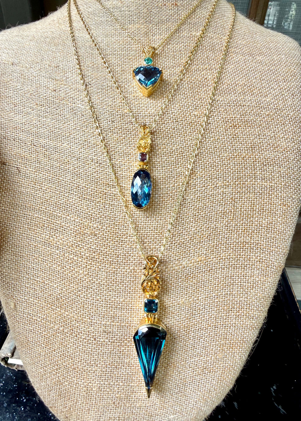 Blue Green Spinel Fine Vibrational Gemstone Pendant