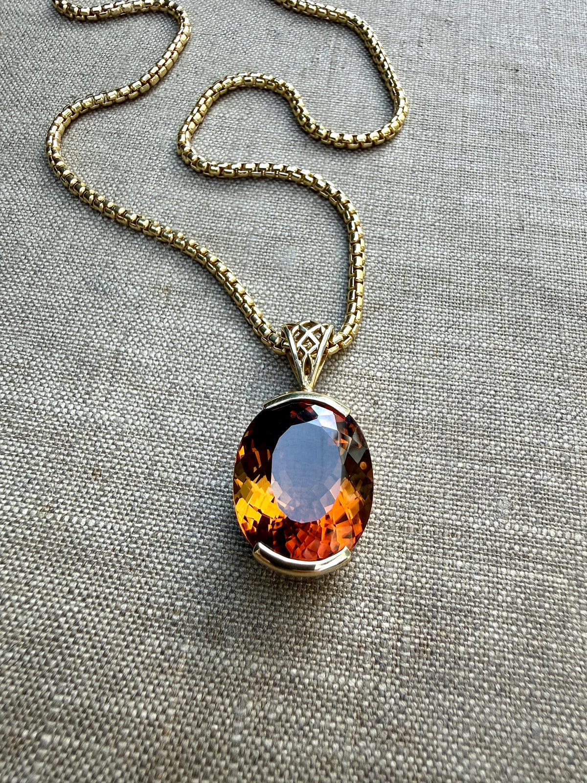 Orange Scapolite Vibrational Gemstone Pendant