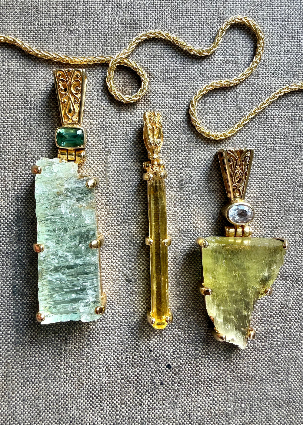 Raw Golden Beryl Fine Vibrational Gemstone Pendant