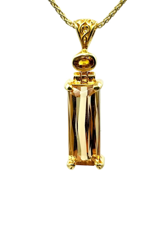 Golden Beryl + Yellow Sapphire, Vibrational Gemstone Pendant