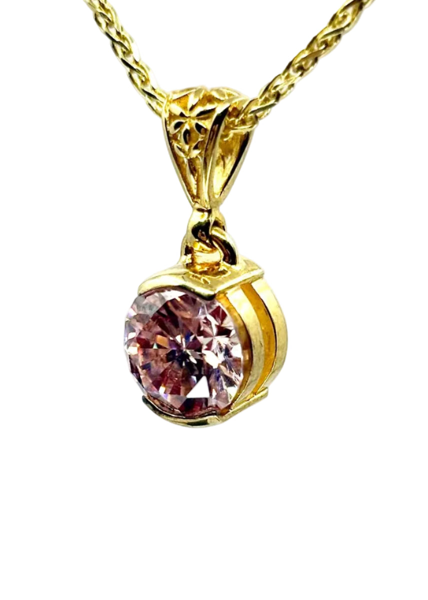 Pink Moissanite Fine Vibrational Gemstone Pendant