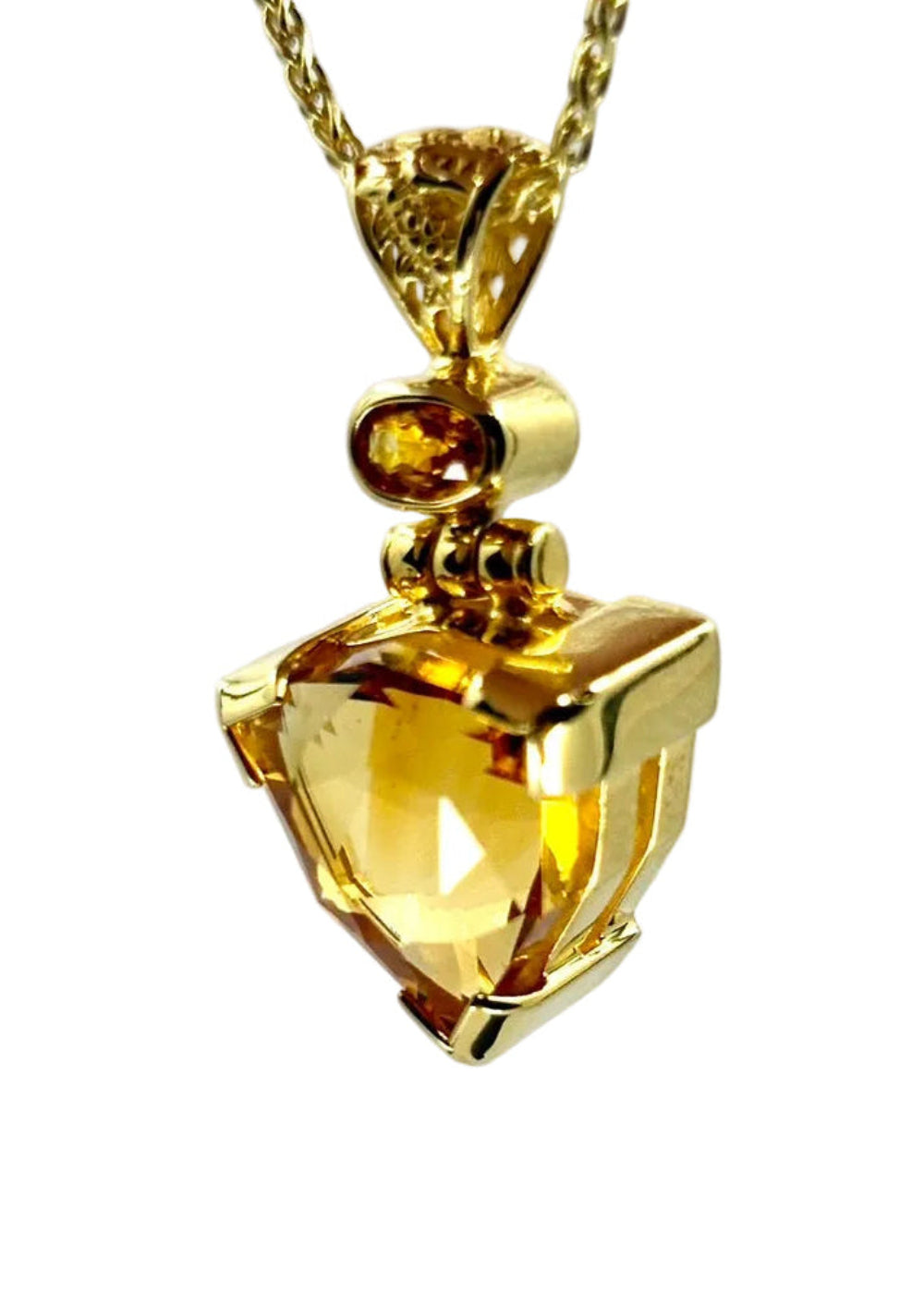 Citrine + Orange Sapphire Dragon Bale Fine Vibrational Gemstone Pendant *