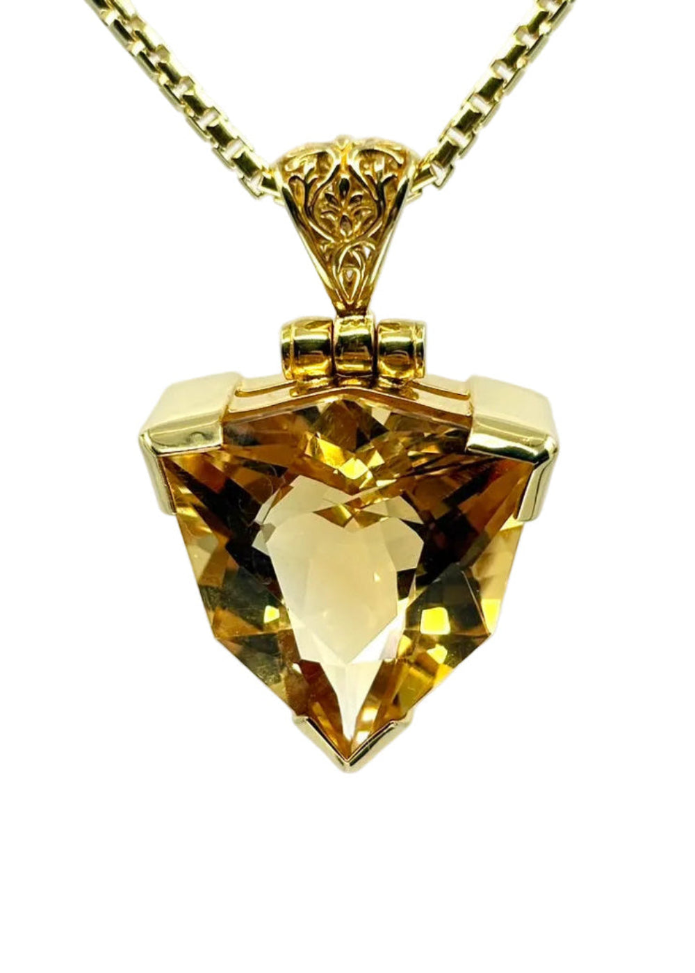 Citrine Trillion Fine Vibrational Gemstone Pendant *