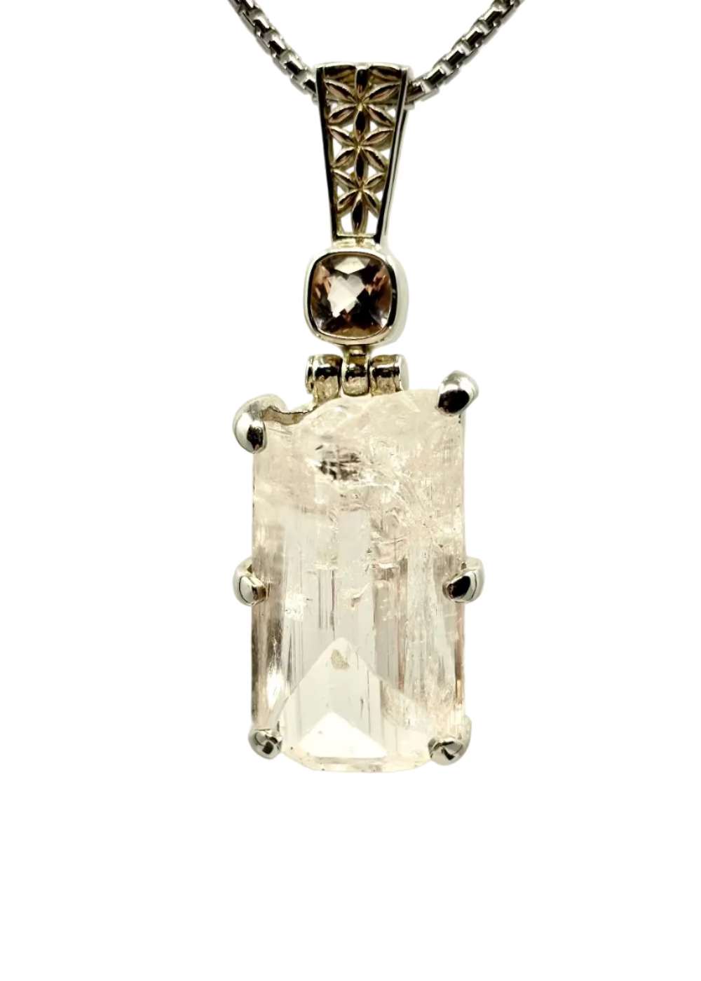 Raw Danburite + Morganite Fine Vibrational Gemstone Pendant