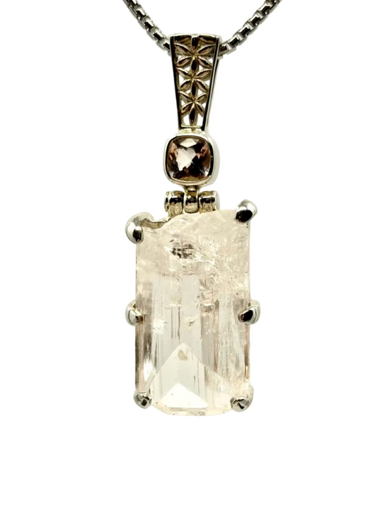 Raw Danburite + Morganite Fine Vibrational Gemstone Pendant
