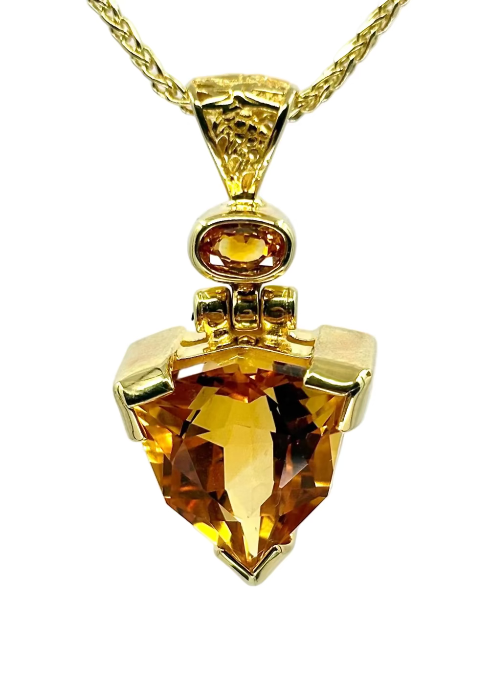 Citrine + Orange Sapphire Dragon Bale Fine Vibrational Gemstone Pendant *