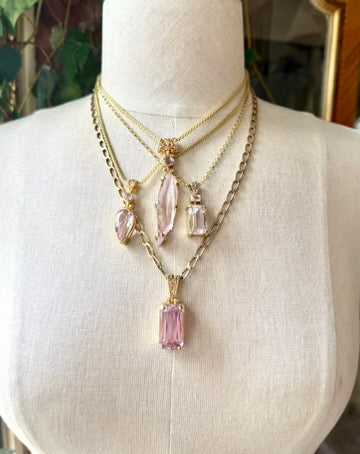 Raw Kunzite x2 Fine Vibrational Gemstone Pendant
