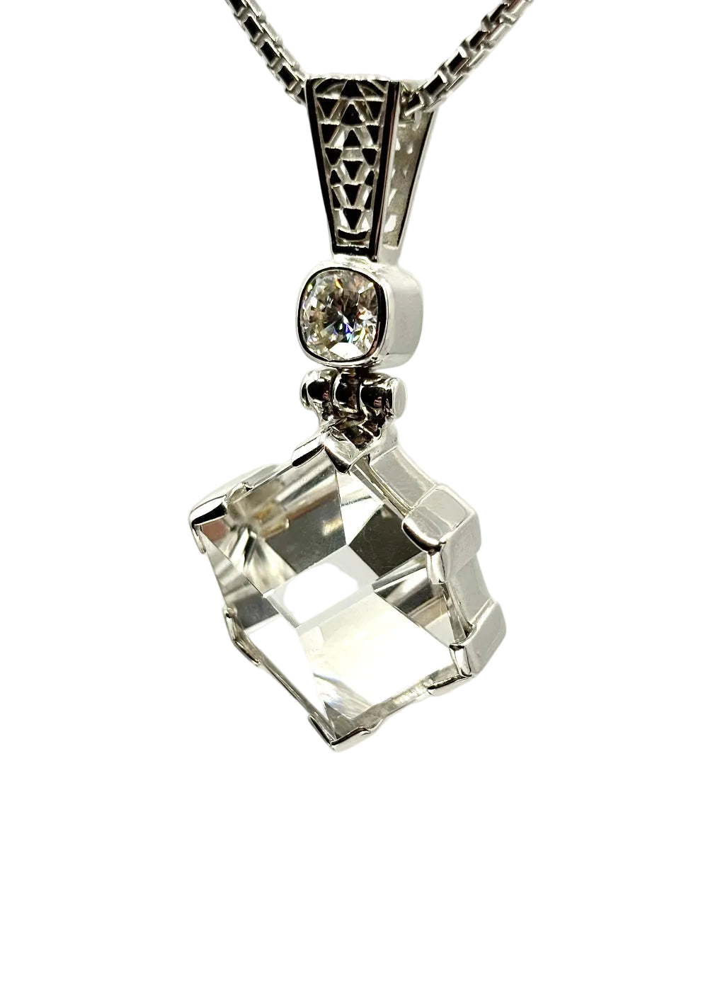 Portal Quartz + Moissanite Fine Vibrational Gemstone Pendant