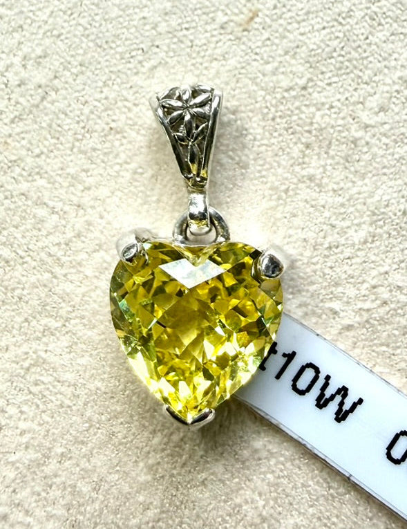 Yellow Sapphire Heart, Fine Vibrational Gemstone Pendant *
