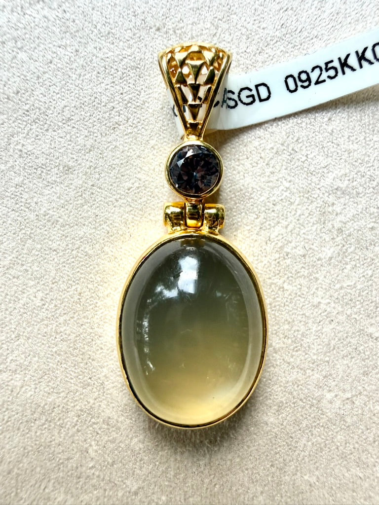 Fine Moonstone + Alexandrite Effect Sapphire Vibrational Gemstone Pendant