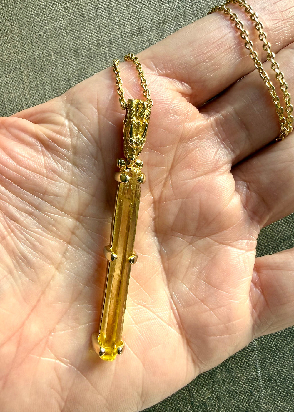 Raw Golden Beryl Fine Vibrational Gemstone Pendant