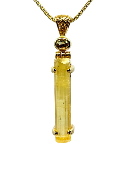 Raw Golden Beryl Vibrational Gemstone Pendant