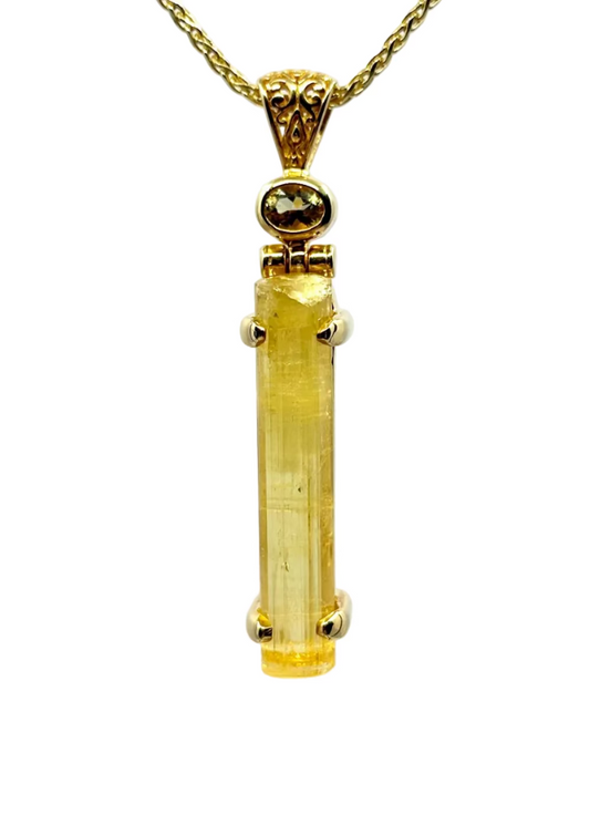 Raw Golden Beryl x2 Fine Vibrational Gemstone Pendant