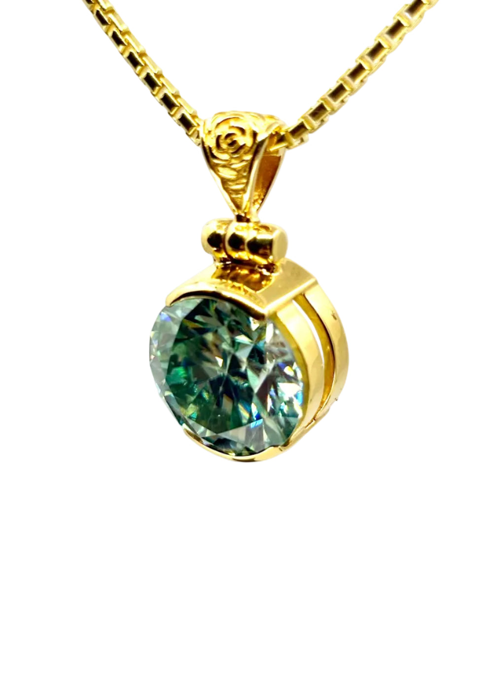 Light Blue Moisanite Fine Vibrational Gemstone Pendant