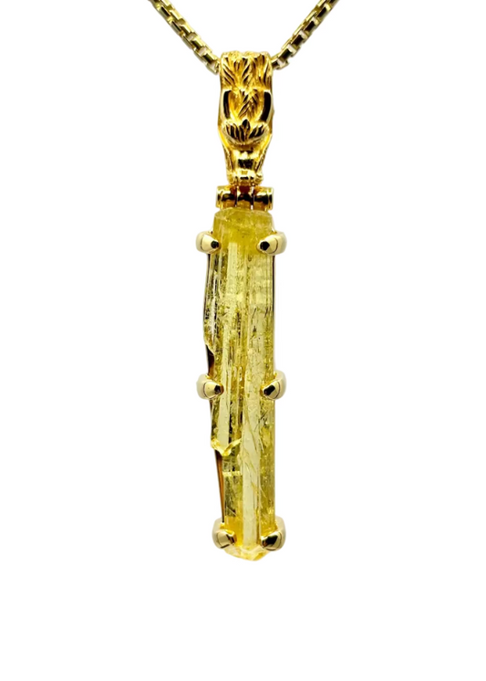 Raw Golden Beryl Fine Vibrational Gemstone Pendant