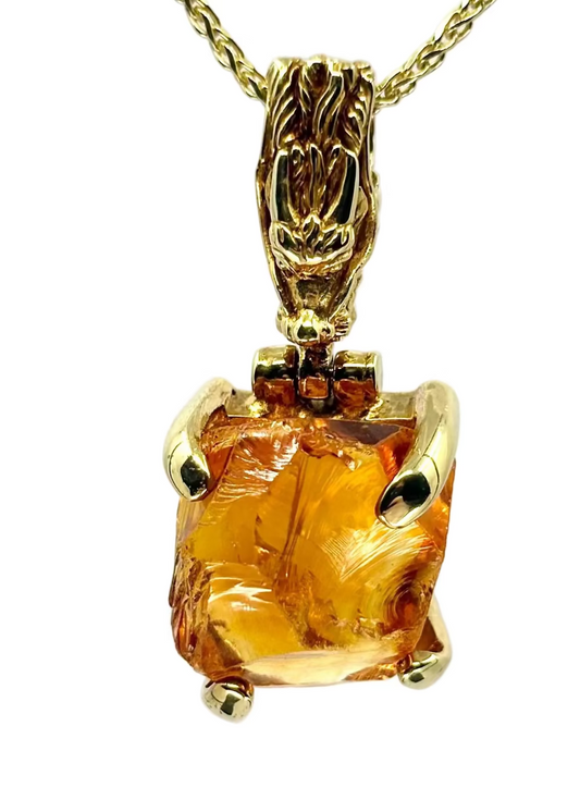 Raw Citrine Fine Vibrational Gemstone Pendant *