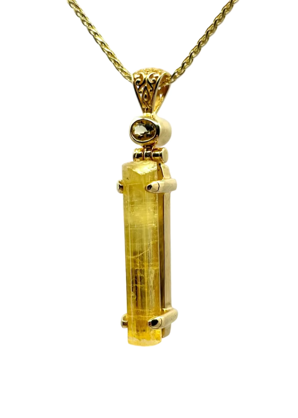 Raw Golden Beryl x2 Fine Vibrational Gemstone Pendant