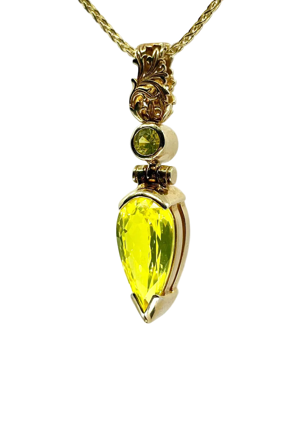 Neon Yellow YAG Garnet x 2 Fine Vibrational Gemstone Pendant