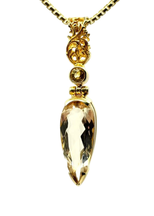 Scapolite + Natural Yellow Sapphire Vibrational Gemstone Pendant
