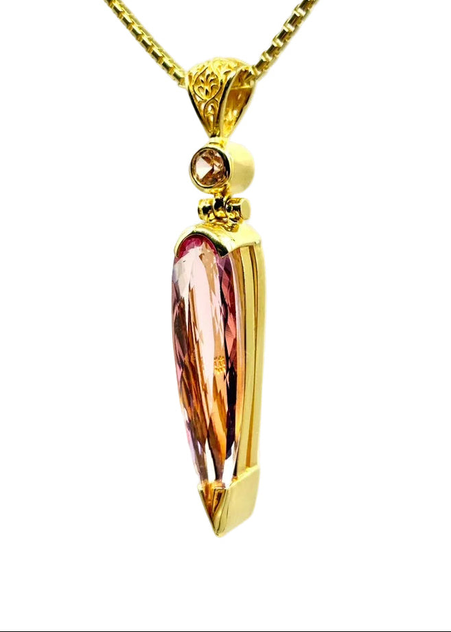 Crystalline Pink Beryl + Pink Sapphire Fine Vibrational Gemstone Pendant