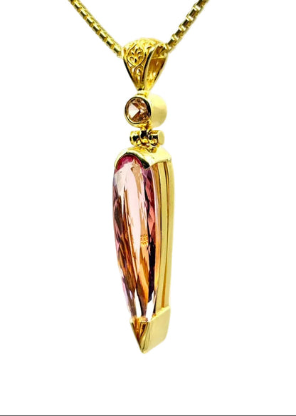 Crystalline Pink Beryl + Pink YAG Vibrational Gemstone Pendant