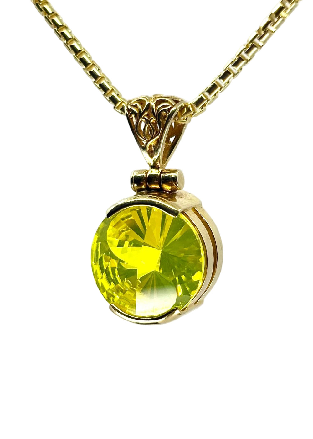 Neon Yellow Yag Garnet Fine Vibrational Gemstone Pendant