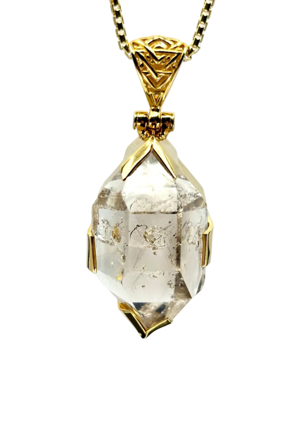 Herkimer Diamond Quartz Fine Vibrational Gemstone Pendant
