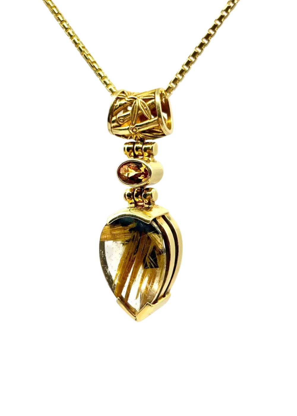 Golden Rutilated Quartz + Imperial Topaz Fine Vibrational Gemstone Pendant