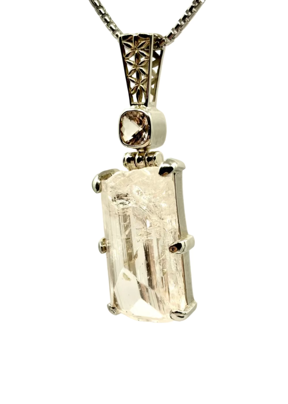 Raw Danburite + Morganite Fine Vibrational Gemstone Pendant
