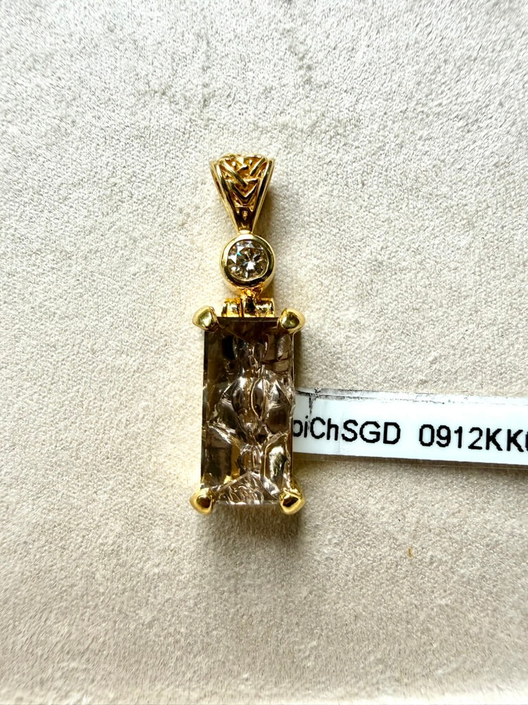 Angelic Refections Smoky Quartz + Champagne Moissanite, Fine Gemstone Pendant *