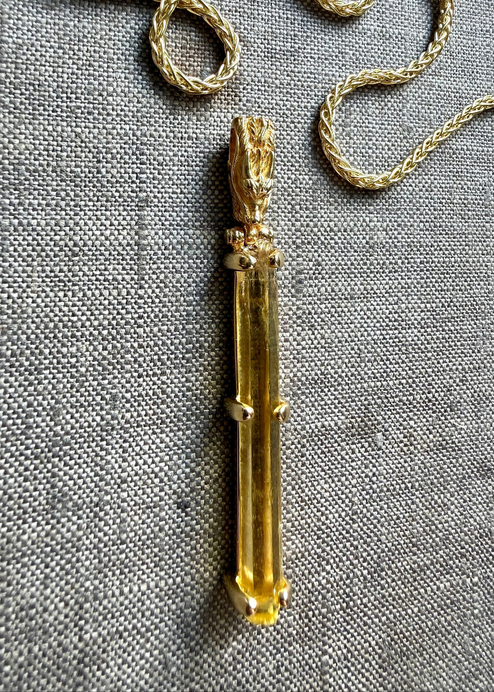 Raw Golden Beryl Fine Vibrational Gemstone Pendant