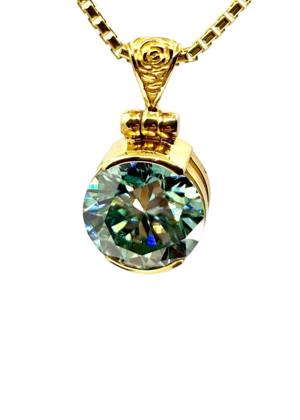 Light Blue Moisanite Fine Vibrational Gemstone Pendant
