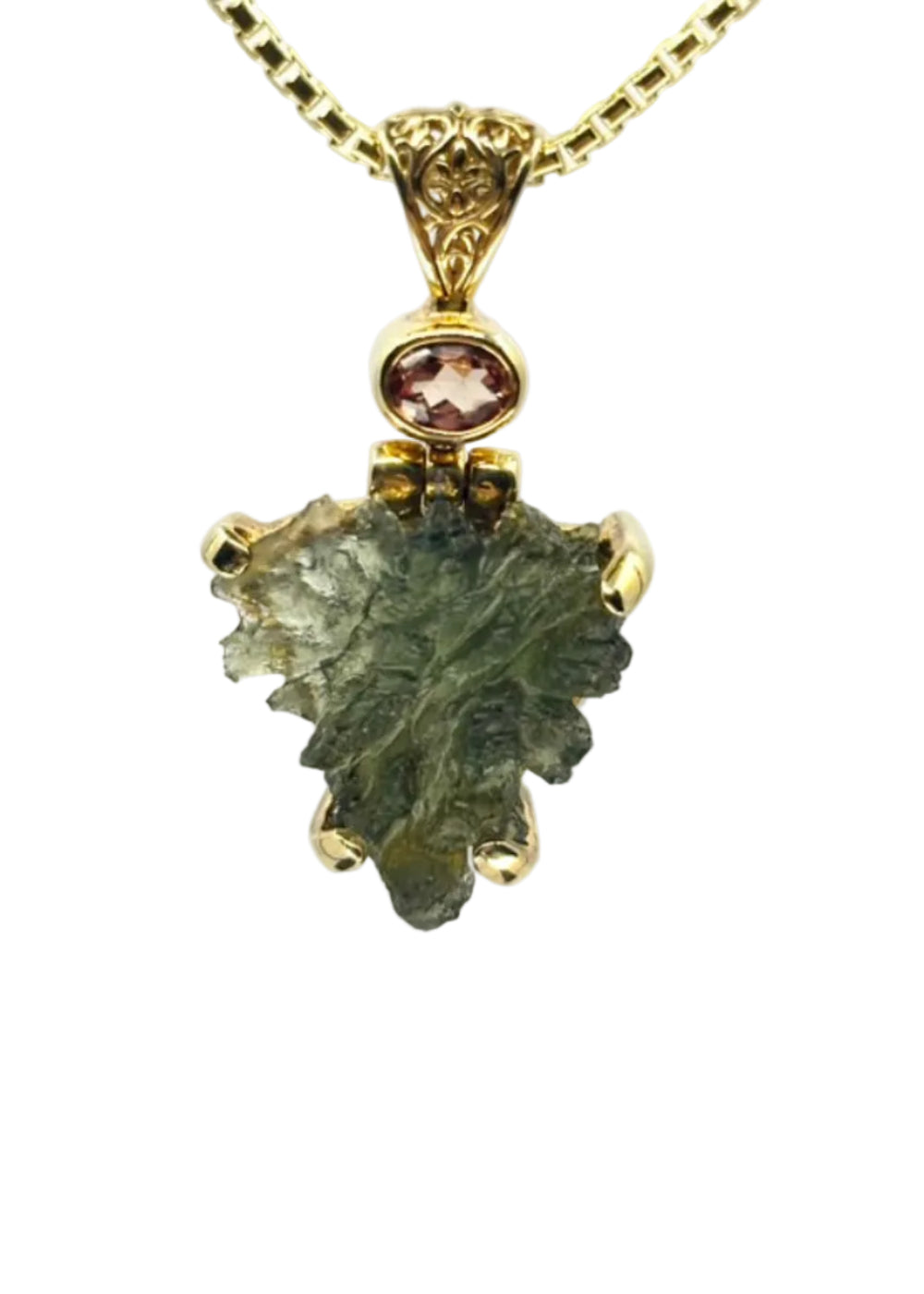 Bezednice Moldavite +  Imperial Topaz, Fine Vibrational Gemstone Pendant *